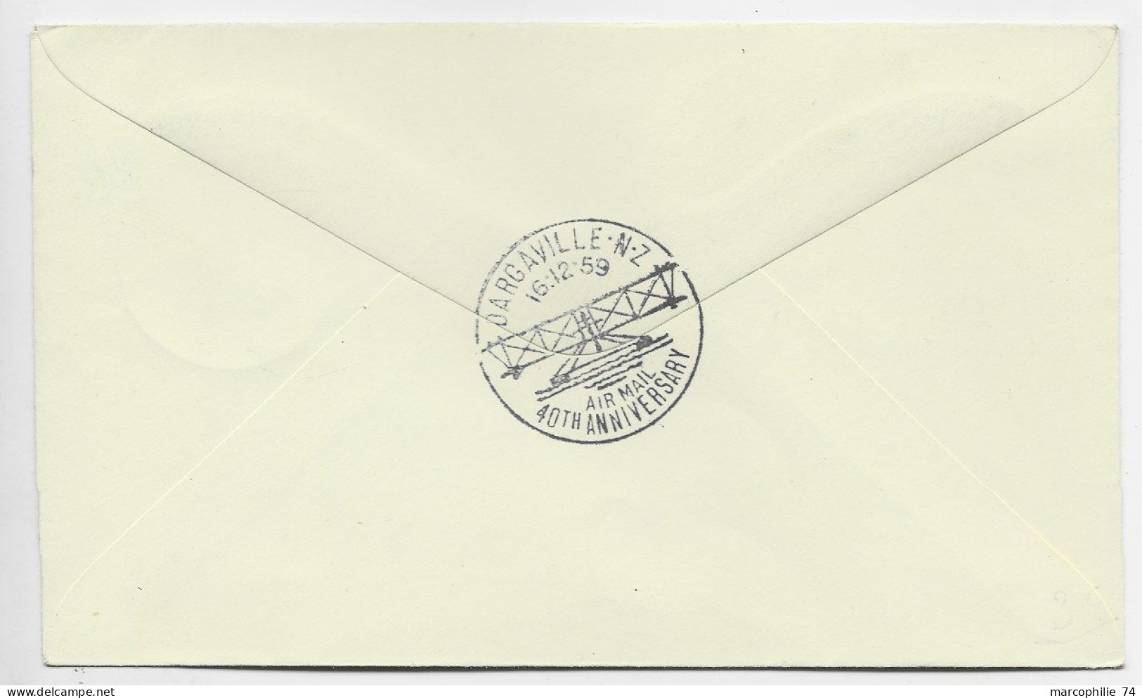 NEW ZEALAND 4D SOLO LETTRE COVER AIR MAIL AUCKLAND 16.12.1959   40TH FLIGHT - Storia Postale