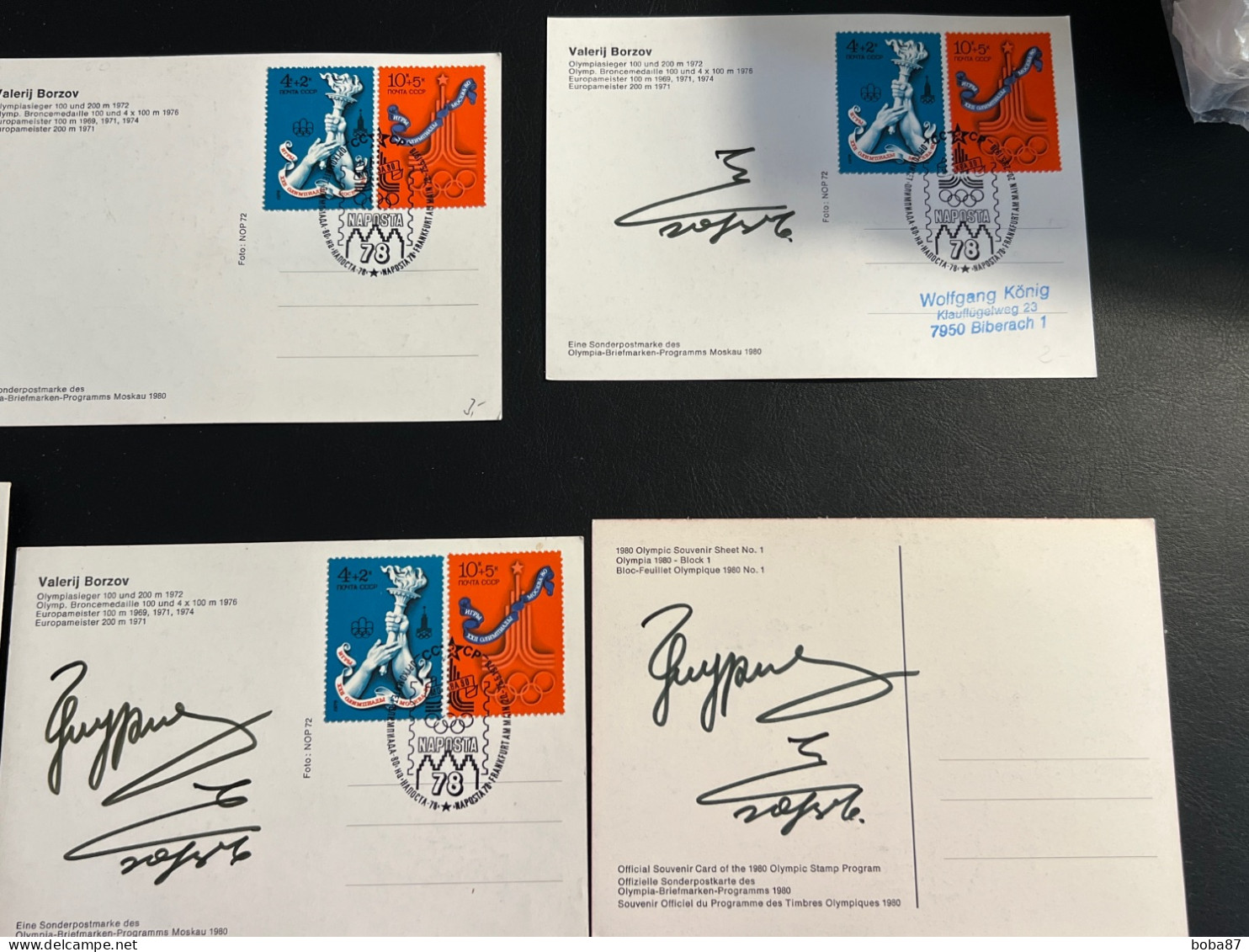 1980 MOSCOW OLYMPICS  NAPOSTA ESSEN CAPEX ISSUES AUTOGRAPHS BORZOV TURISCHEVA ZAITSEV MAYOROV