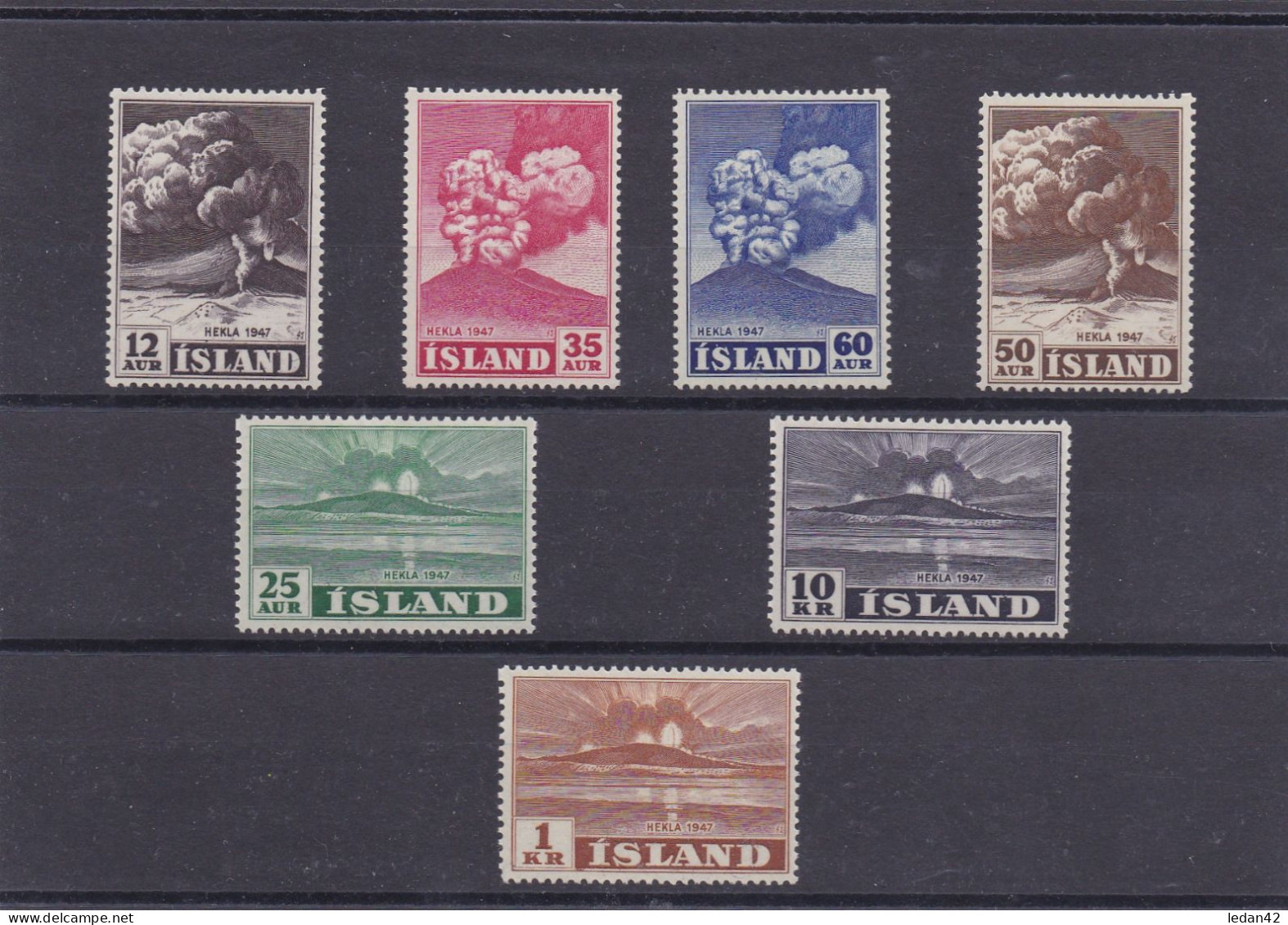 Islande 1948, Cat. Yvert N°208/214 **. Eruption Du Volcan Hekla - Ungebraucht