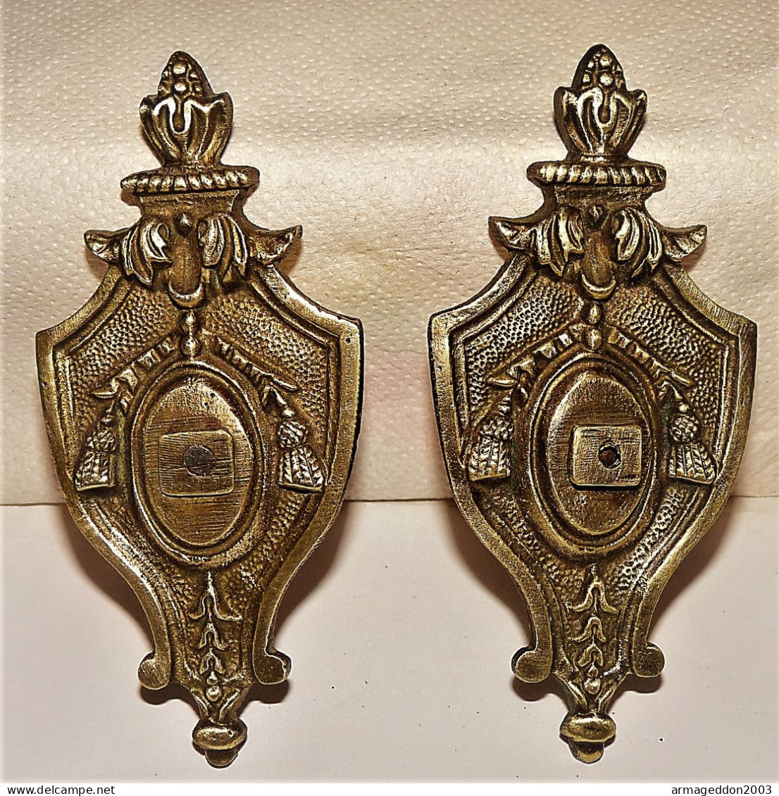 RARE ANCIEN LOT DE 2 FRONTONS SIGNE E. MULLER PARIS STYLE LOUIS XV BON ETAT - Bronzen