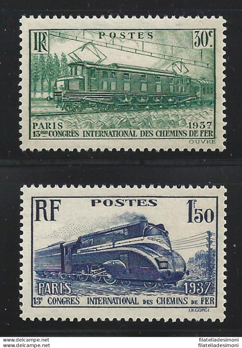 1937 FRANCIA   - N° 339/340  Ferrovie - 2 Valori - MNH** - Otros & Sin Clasificación