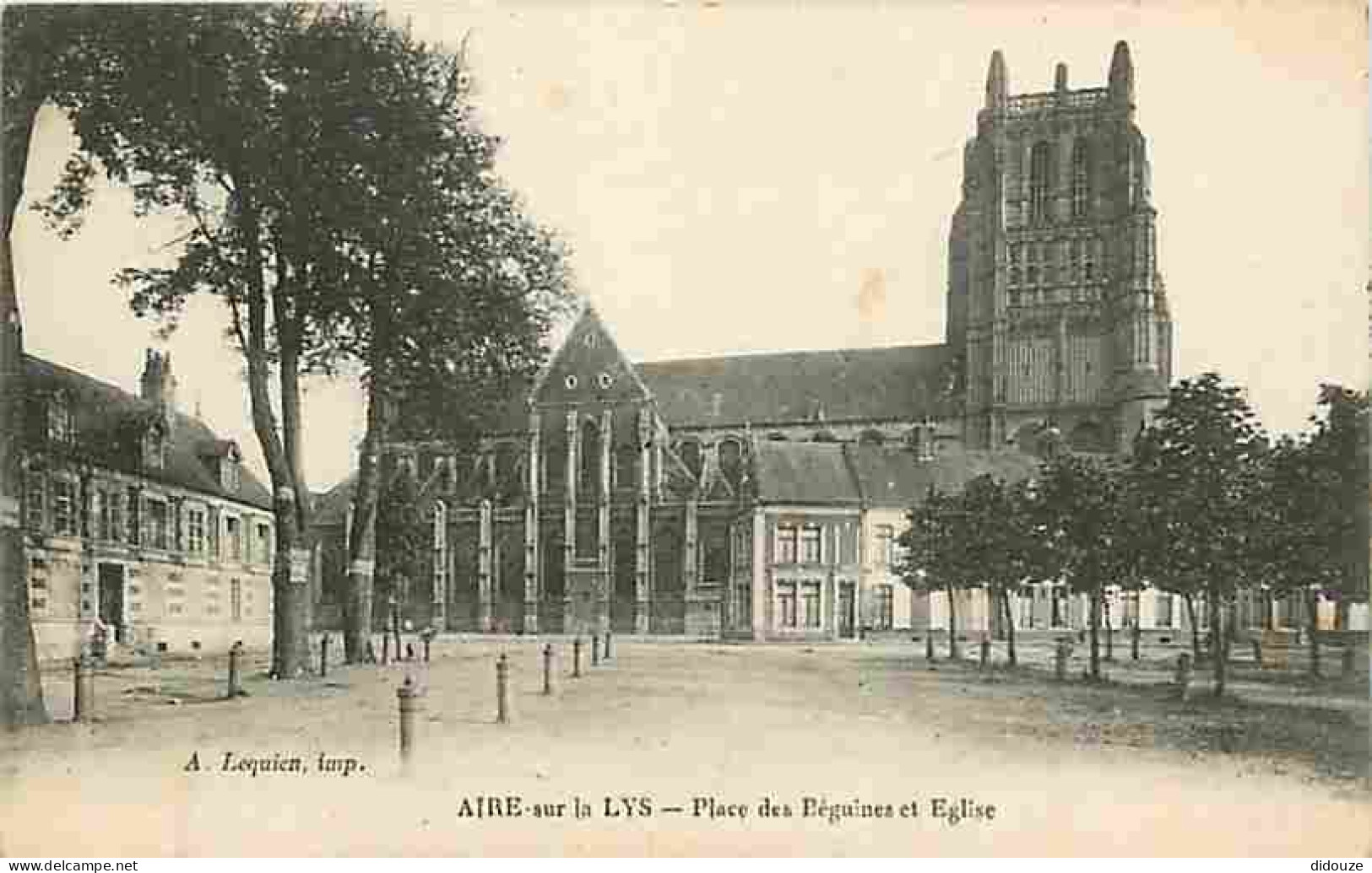 62 - Aire Sur La Lys - Place Des Béguines Et Eglise - CPA - Voir Scans Recto-Verso - Aire Sur La Lys