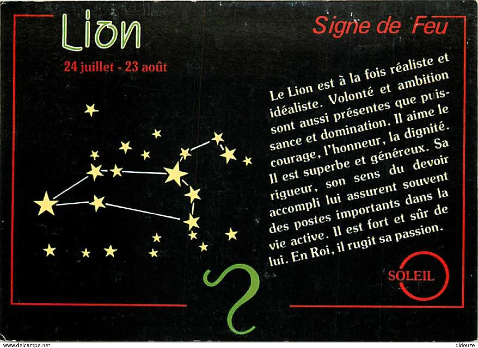 Astrologie - Signe De Feu - Lion - CPM - Carte Neuve - Voir Scans Recto-Verso - Astrologie