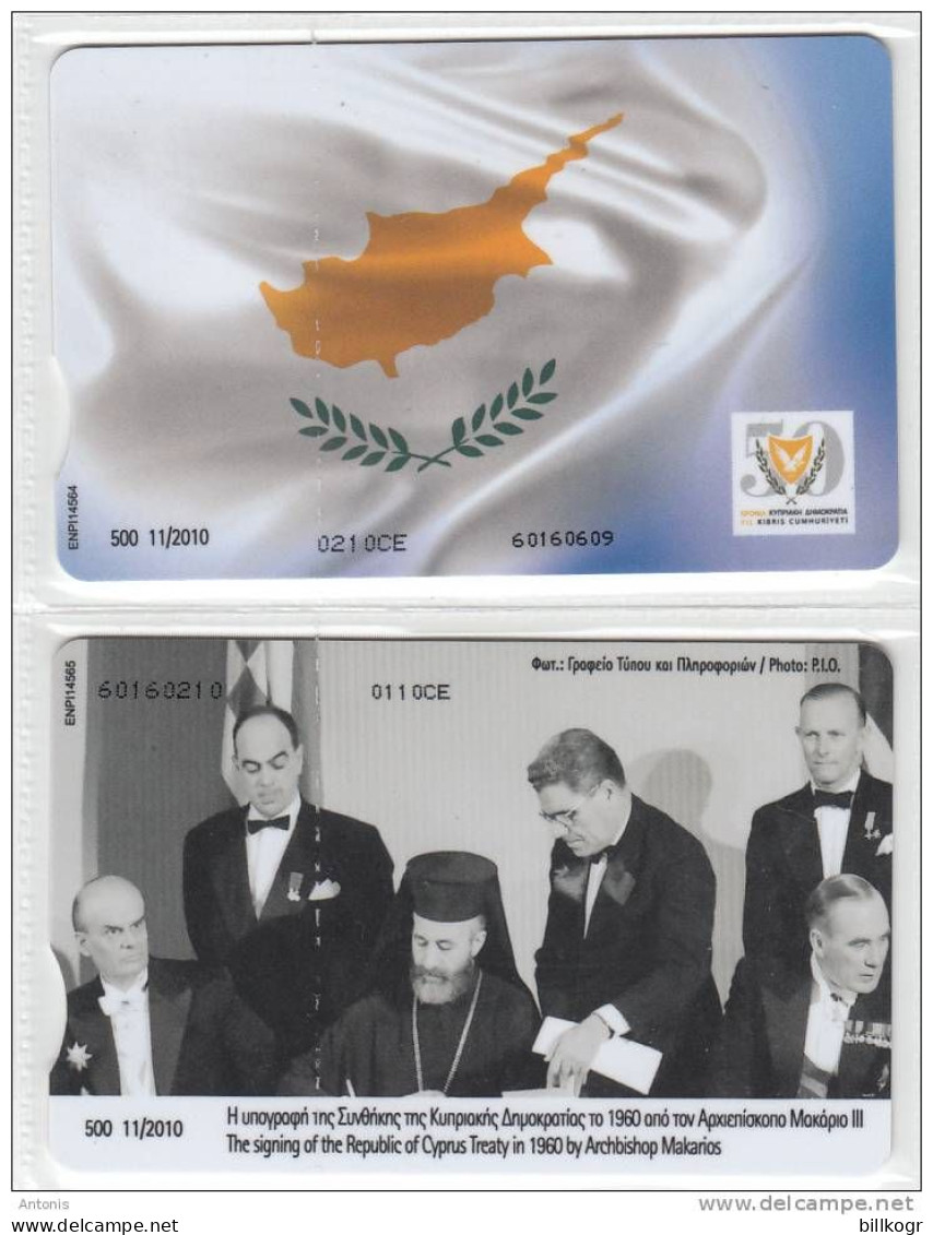 CYPRUS - 50 Years Cyprus Republic, Collector"s Cards No 20-21, Tirage 500, 11/10, Mint - Zypern