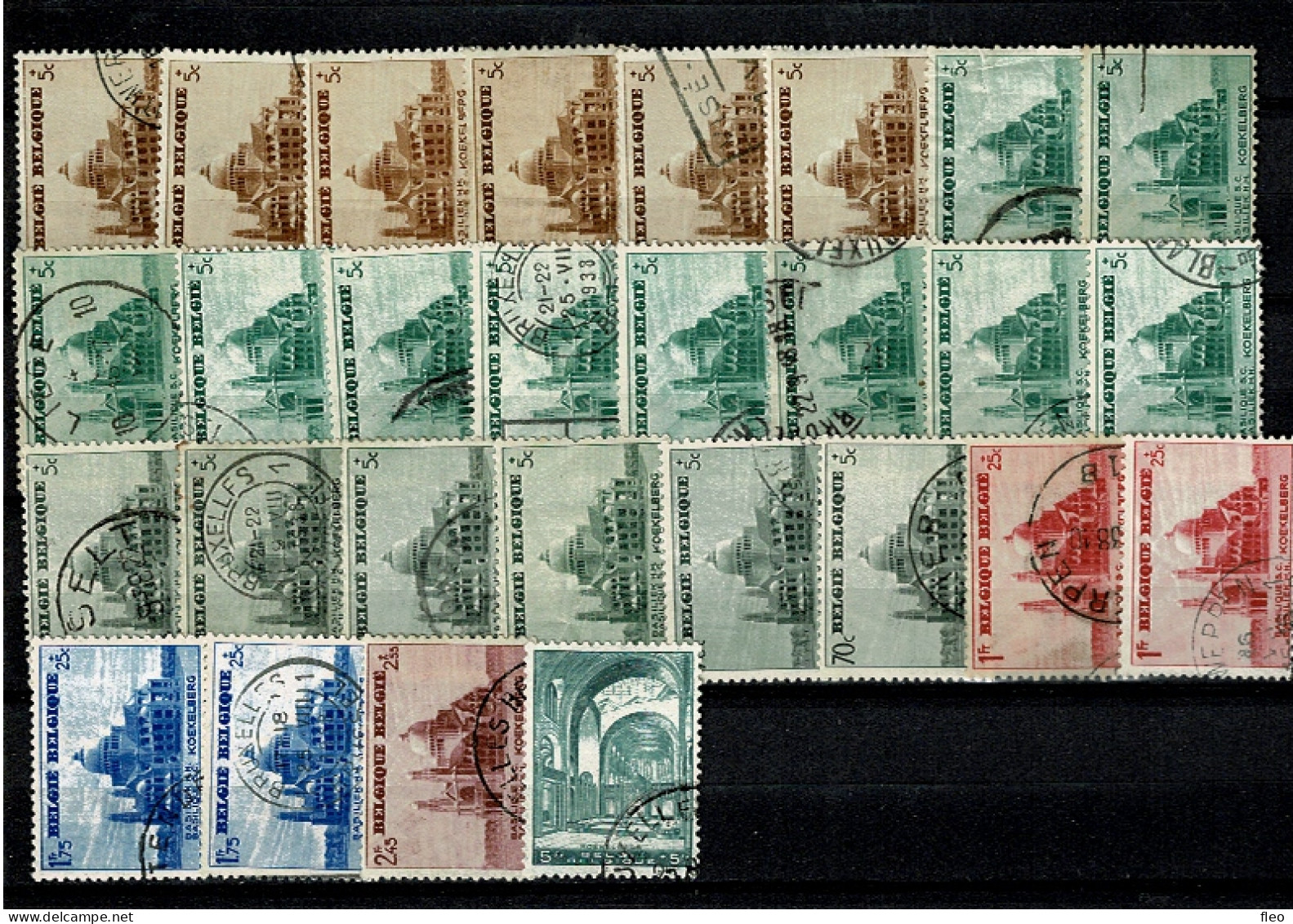 1938 471/477° (28 Timbres) : Basilique Koekelberg - Gebraucht