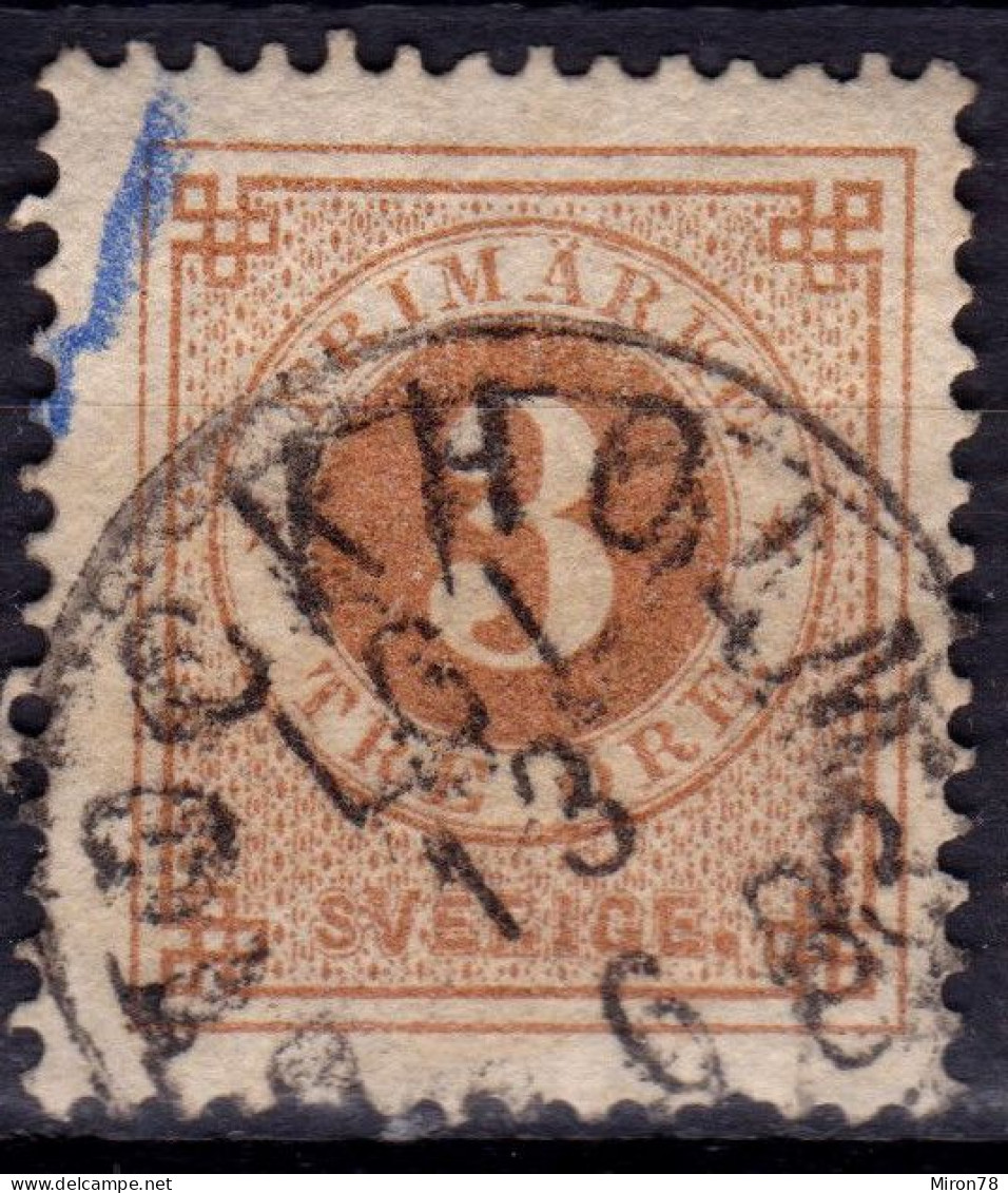 Stamp Sweden 1872-79 3o Used Lot45 - Used Stamps