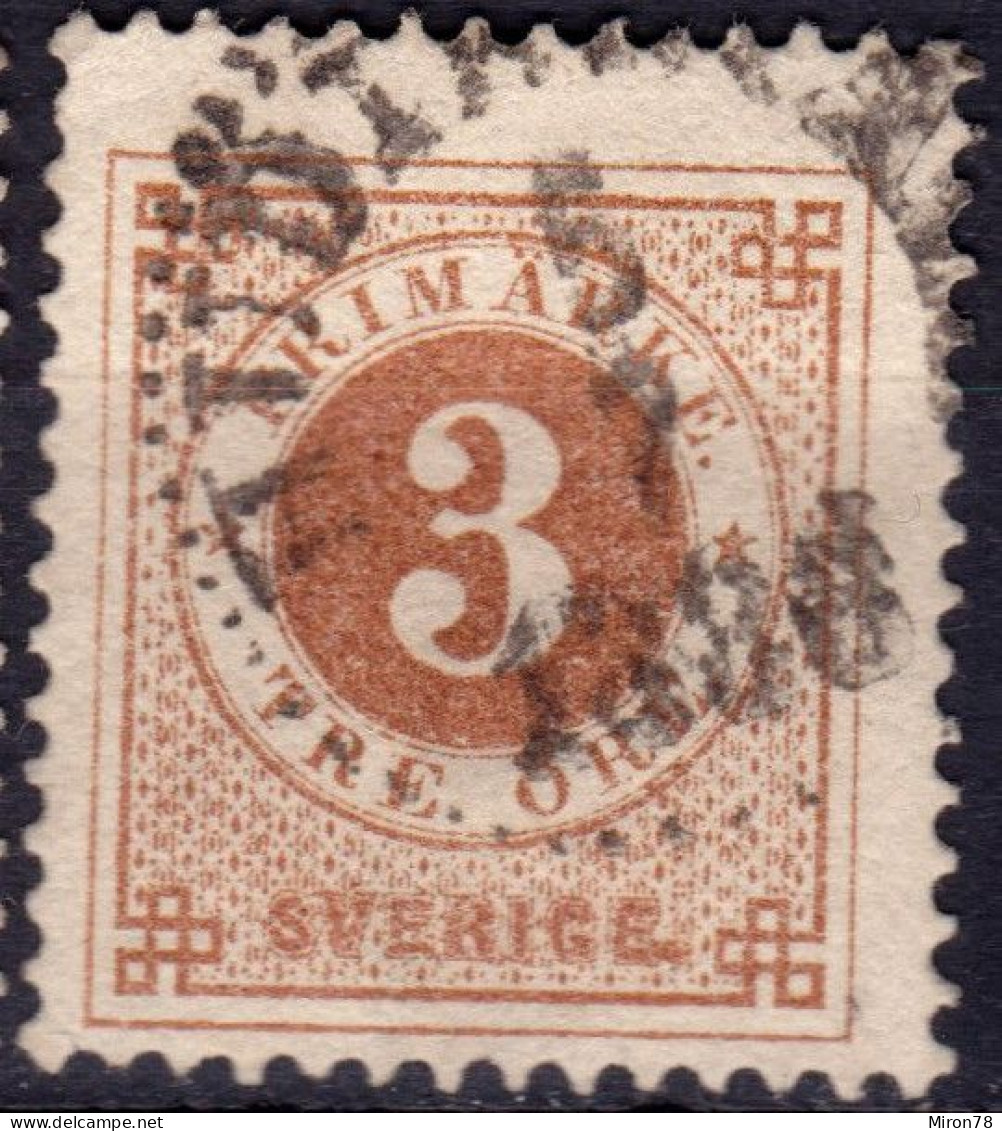 Stamp Sweden 1872-79 3o Used Lot48 - Used Stamps