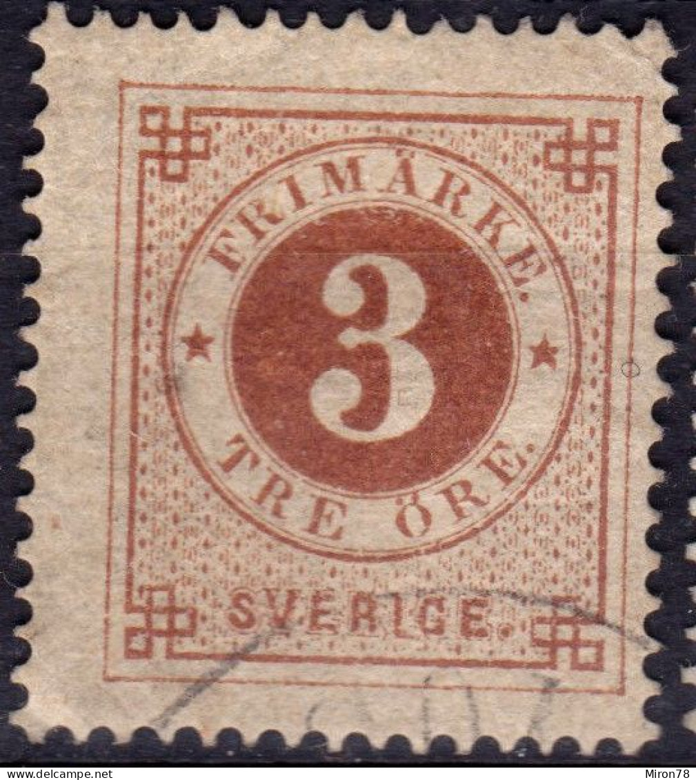 Stamp Sweden 1872-79 3o Used Lot51 - Used Stamps