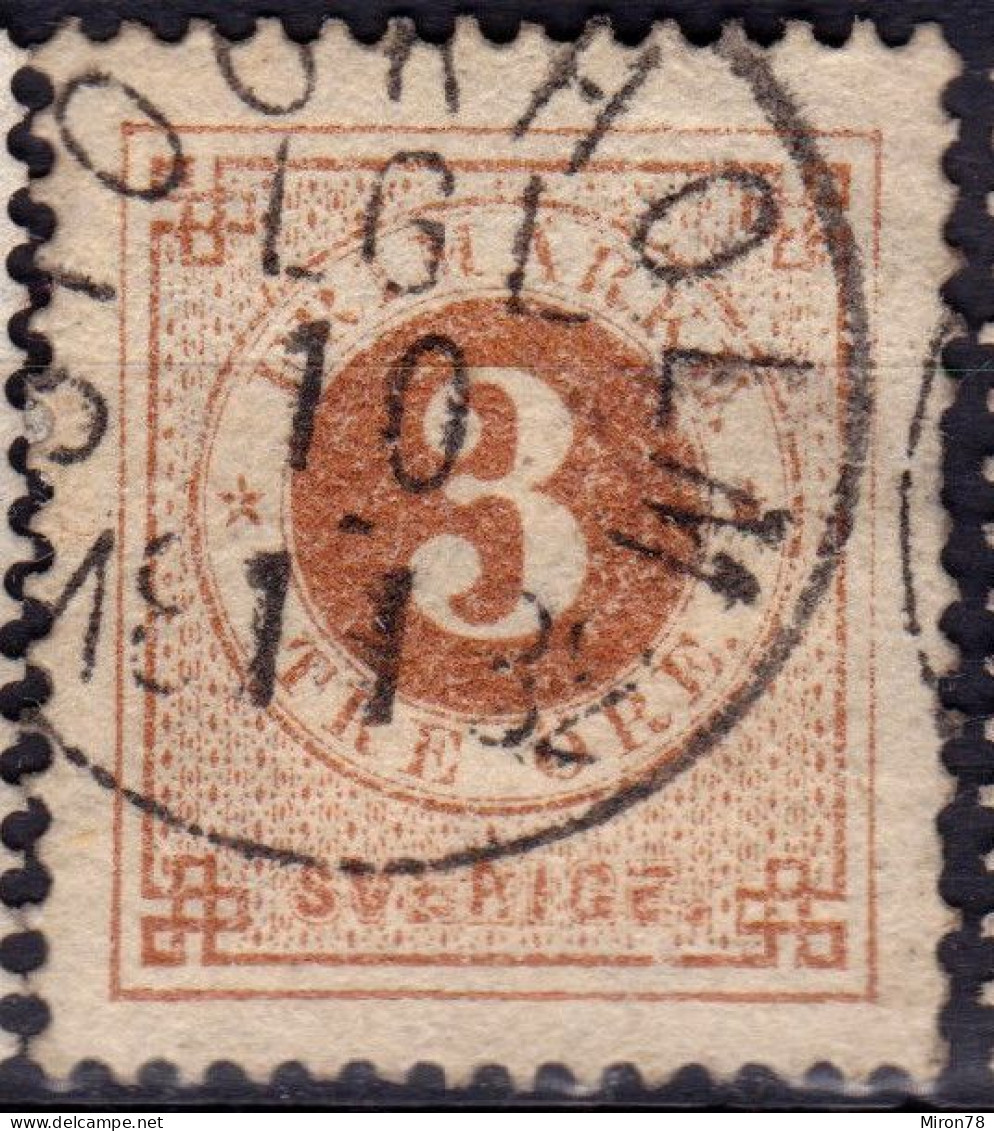 Stamp Sweden 1872-79 3o Used Lot53 - Used Stamps