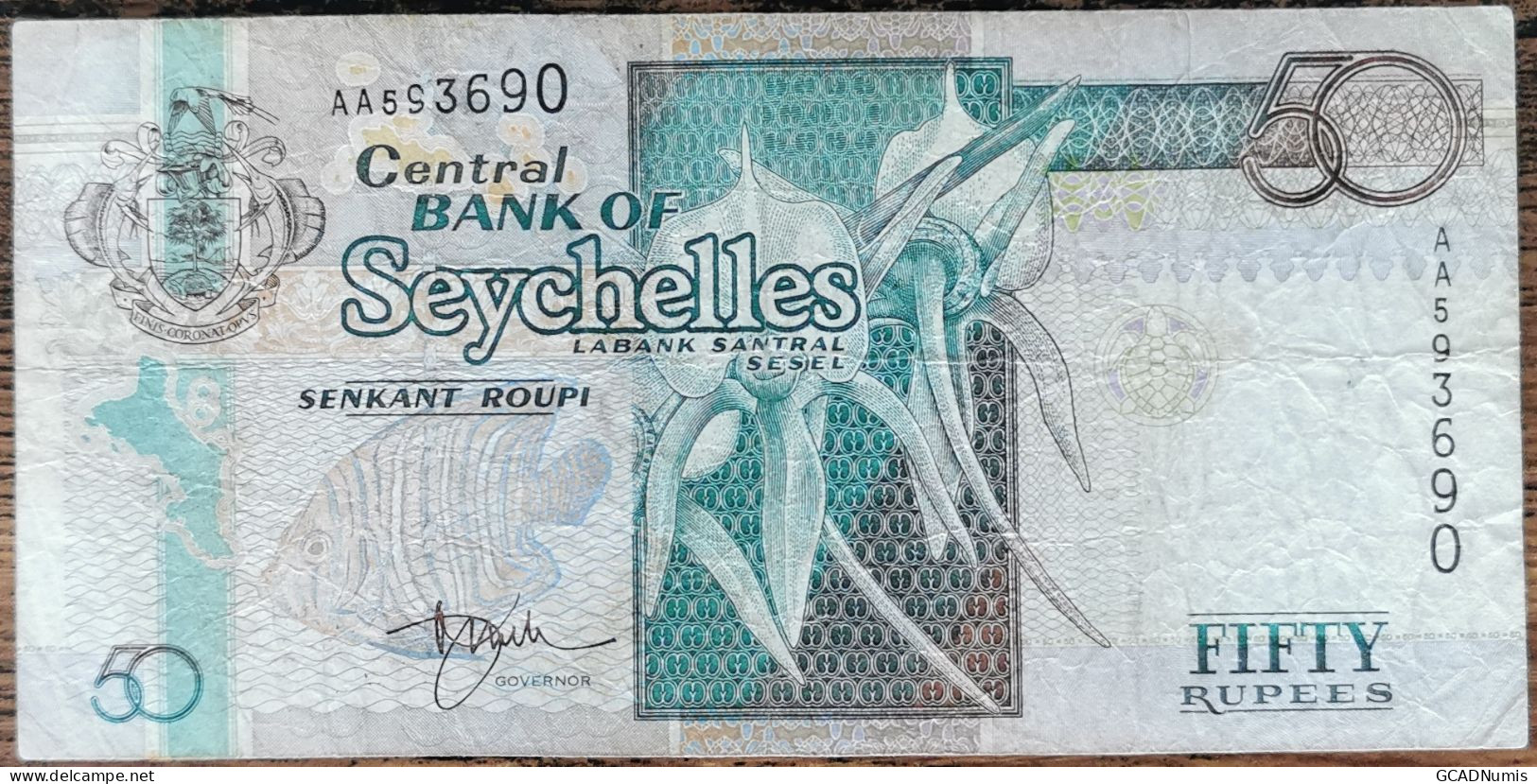 Billet 50 Rupees Seychelles 1998 Paille En Que Orchids - Pick 38 - AA593690 - Seychelles