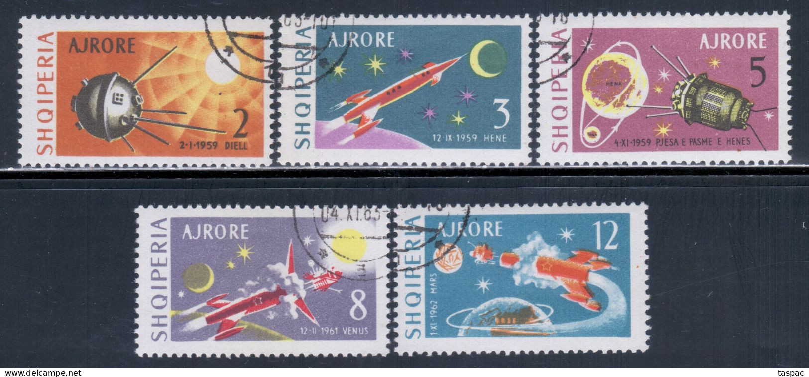 Albania 1963 Mi# 779-783 Used - Russian Interplanetary Explorations / Space - Europa
