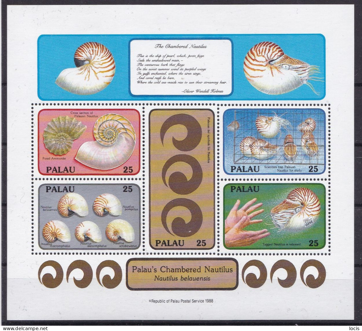 PALAU 1988 S/S  MNH**- NAUTILUS - Vita Acquatica