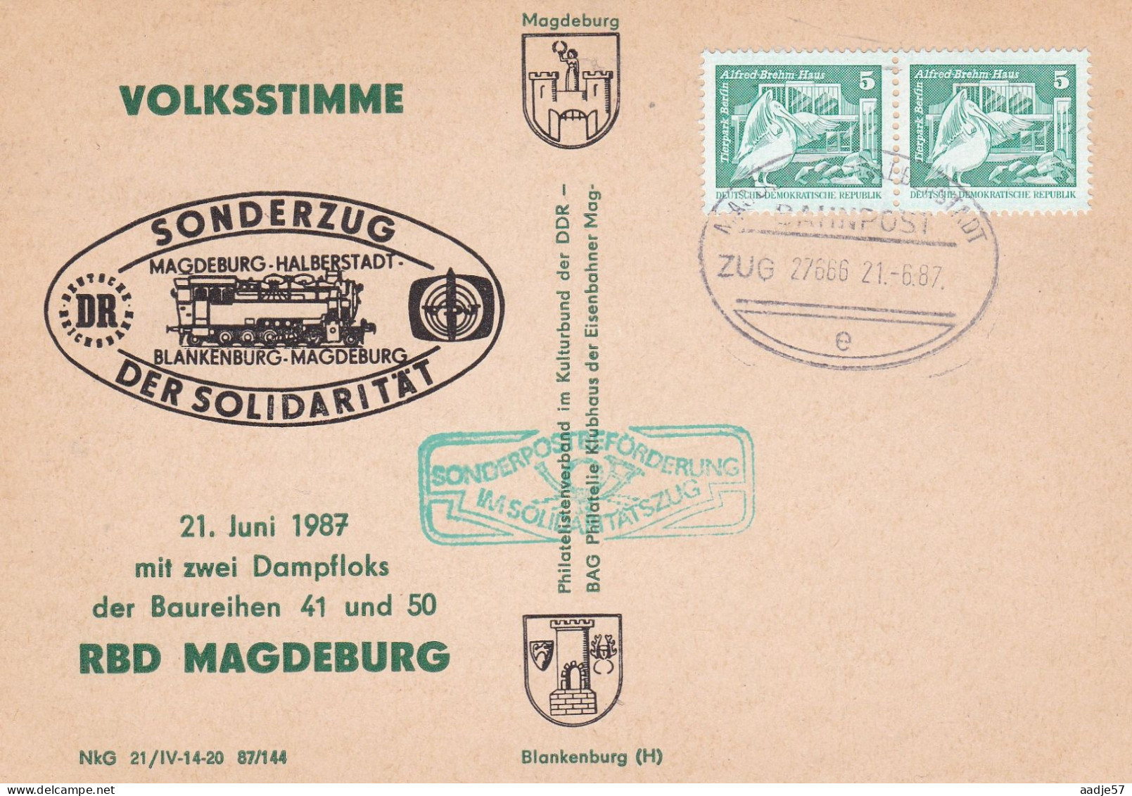 DDR 1987   ZUG 27666 Sonderzug Der Solidarität - Treinen