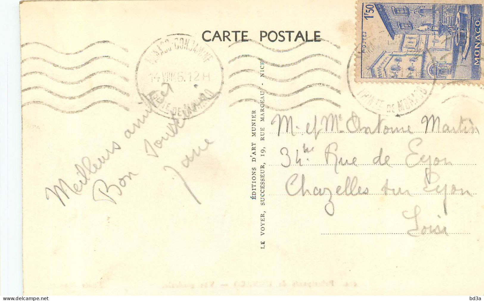 MARCOPHILIE  MONACO - FLAMME SECAP - Postmarks