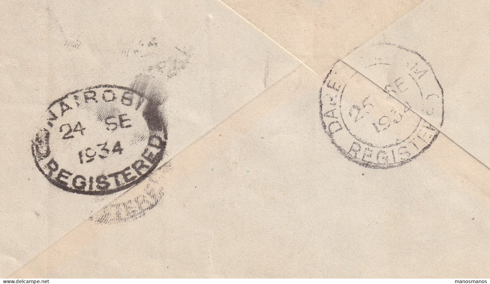 971/40 -- PAR AVION - Enveloppe Recommandée TP Képis MORTSEL 1934 Vers DAR ES SALAAM Tanzania - Lettres & Documents