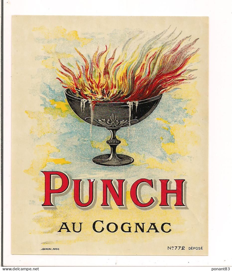 Etiquette Ancienne  Punch Au Cognac  --  Imprimeur Jouneau - - Alcoholen & Sterke Drank