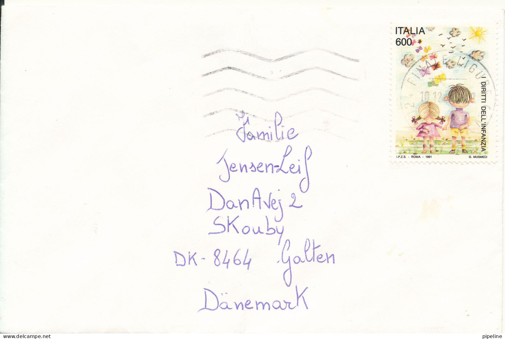 Italy Cover Sent To Denmark Finale Ligure 10-12-1992 Single Franked - 1991-00: Poststempel