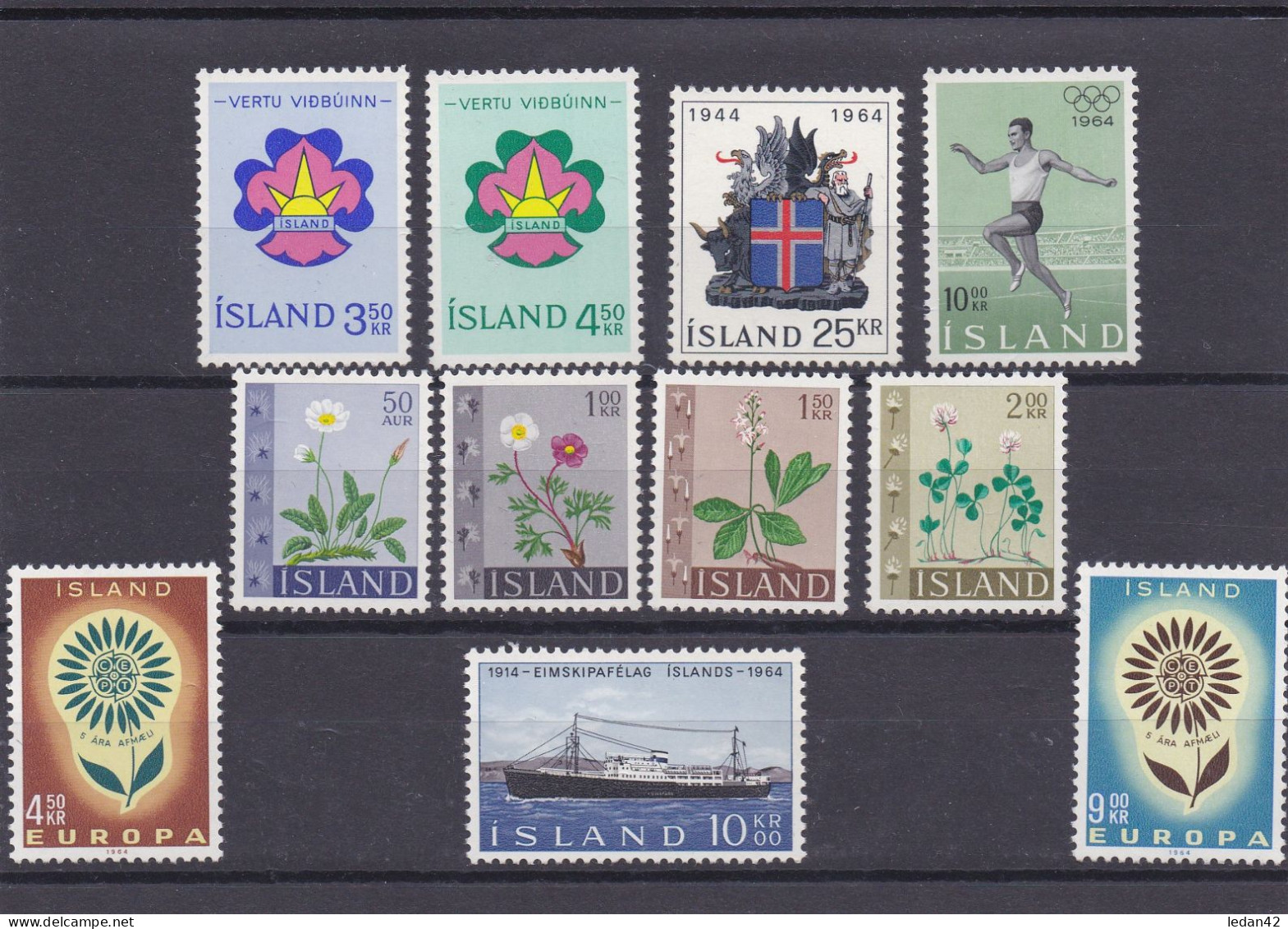 Islande 1964, Cat. Yvert N°332/342 **.Année Complète - Unused Stamps