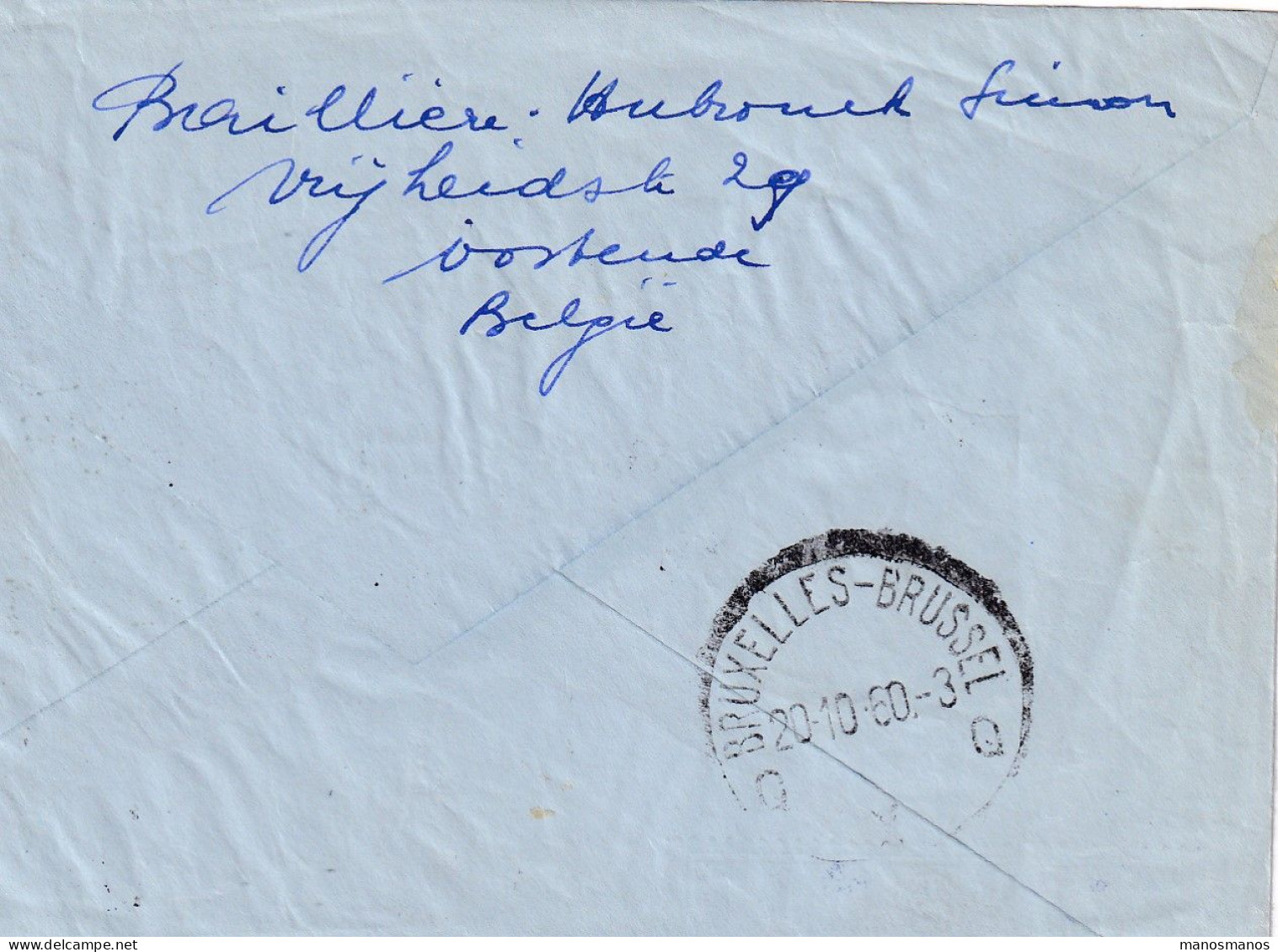 972/40 -- PAR AVION - Enveloppe TP Poortman OOSTENDE 1960 Vers MONTEVIDEO Uruguay - REBUTS - RETOUR - Storia Postale