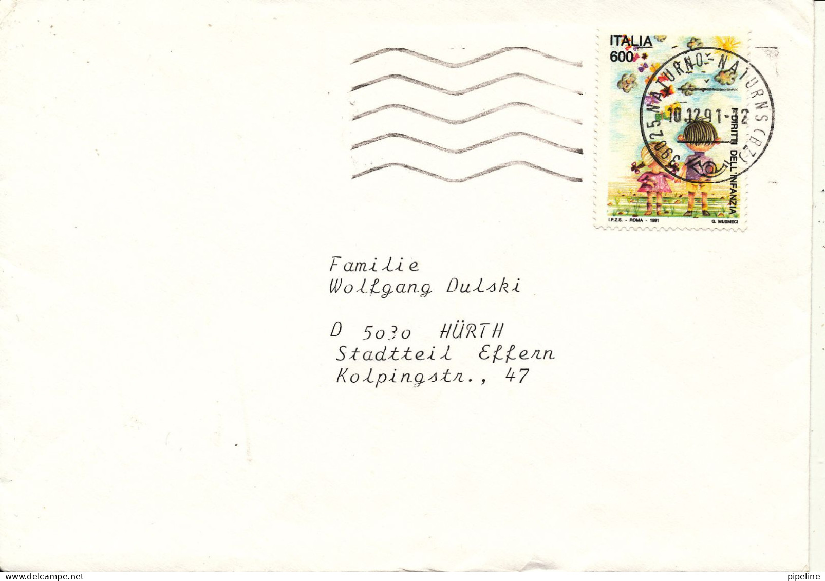 Italy Cover Sent To Germany 10-12-1991 Single Franked - 1991-00: Poststempel