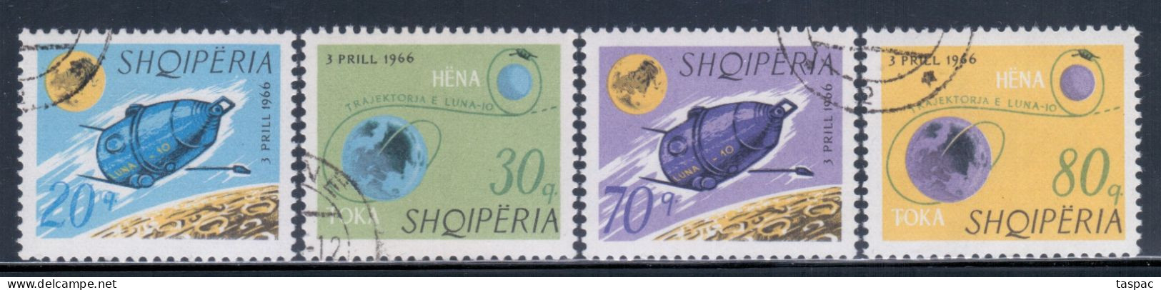 Albania 1966 Mi# 1067-1070 Used - Launching Of The 1st Artificial Moon Satellite, Luna 10 / Space - Europa