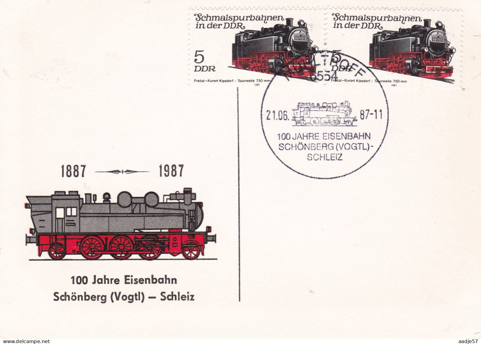 DDR 1987   100 Jahre Eisenbahn Schönberg (Vogtl) - Schleiz - Treinen