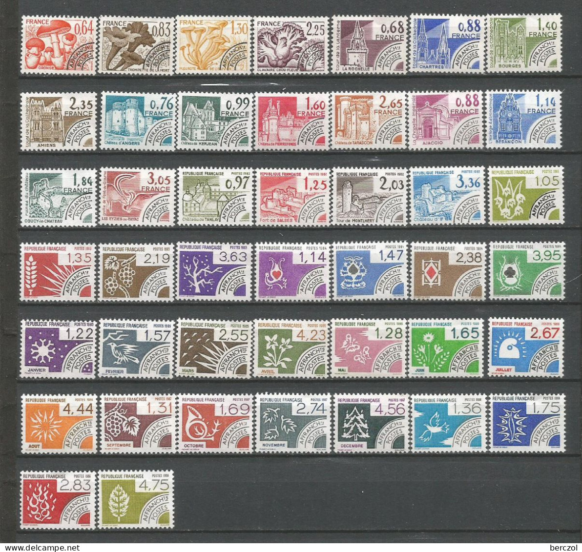 FRANCE ANNEE 1979/1988 PREOB. LOT DE 44 TP N°158 à 201 NEUFS ** MNH TB COTE 50,00 € - 1964-1988