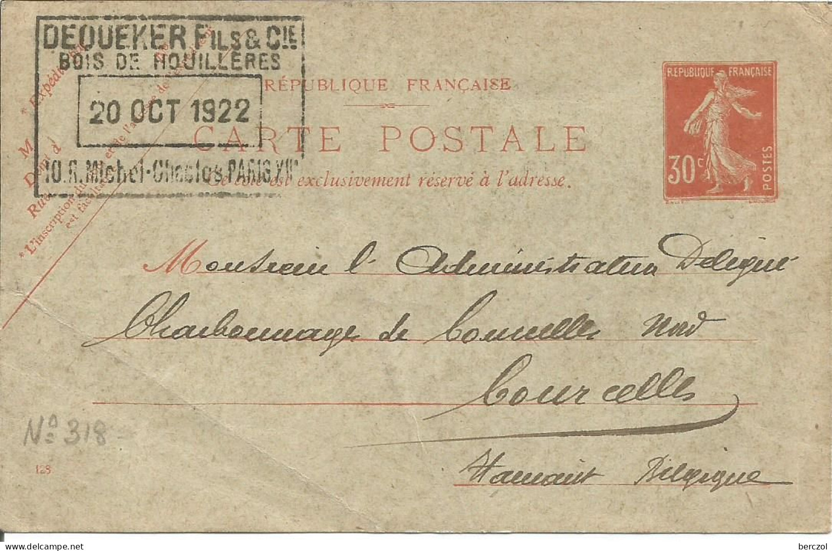 FRANCE ANNEE 1906 ENTIER TYPE SEMEUSE FOND PLEIN N° 160 CP1 A VOYAGE TB COTE 18,00 € - Kaartbrieven