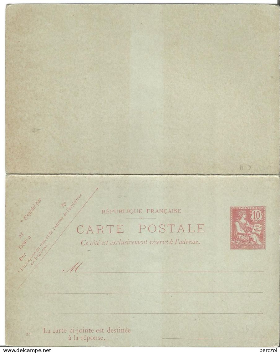 FRANCE ANNEE 1902/1906 ENTIERS TYPE MOUCHON RETOUCHE N° 124 CPRP1 DATE 221 NEUF** TB COTE 50,00 €  - Enveloppes Types Et TSC (avant 1995)