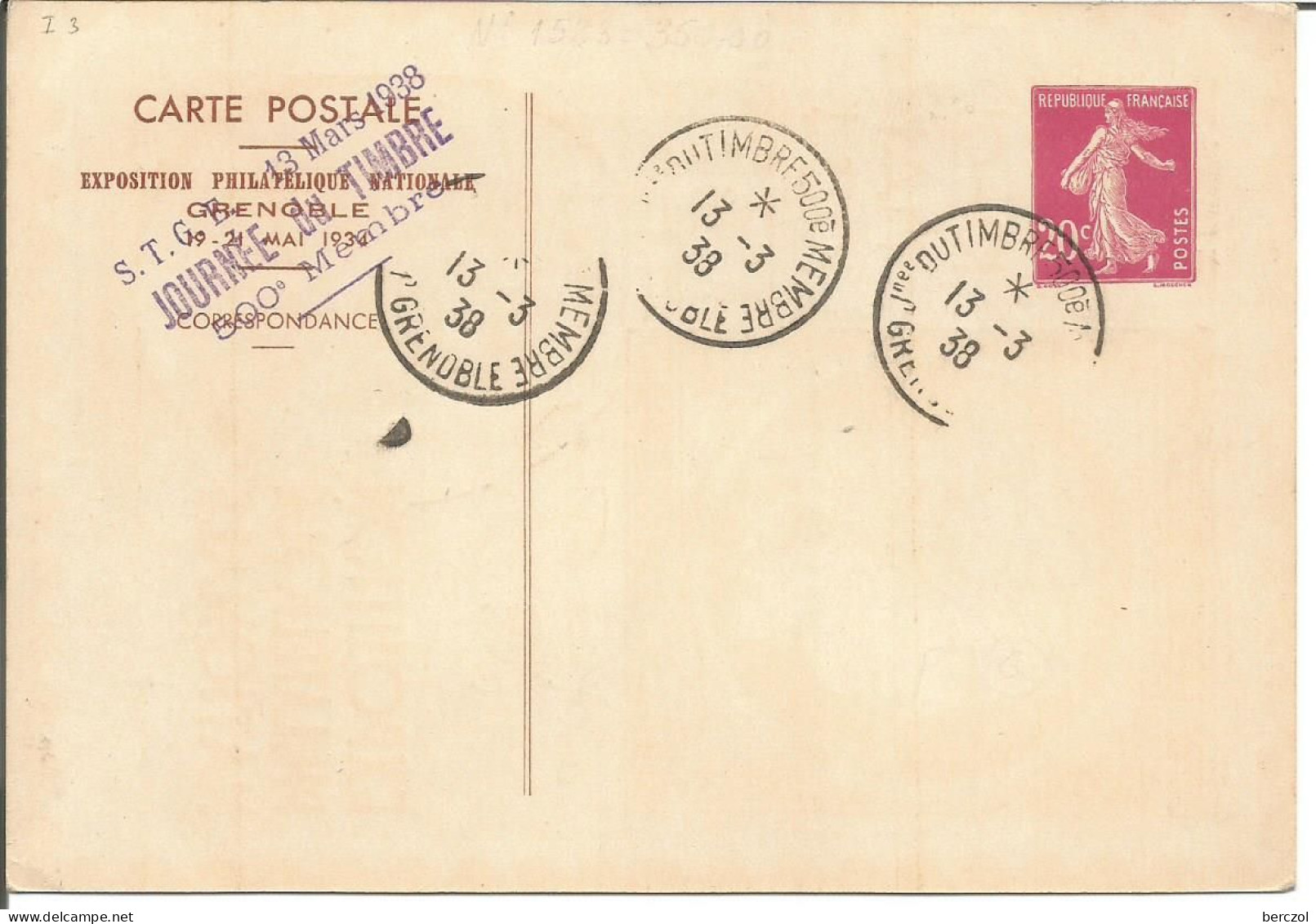 FRANCE ANNEE1907/1939 ENTIER TYPE SEMEUSE CAMEE N° 139 CP1  REPIQUE  TB  - Cartes Postales Repiquages (avant 1995)