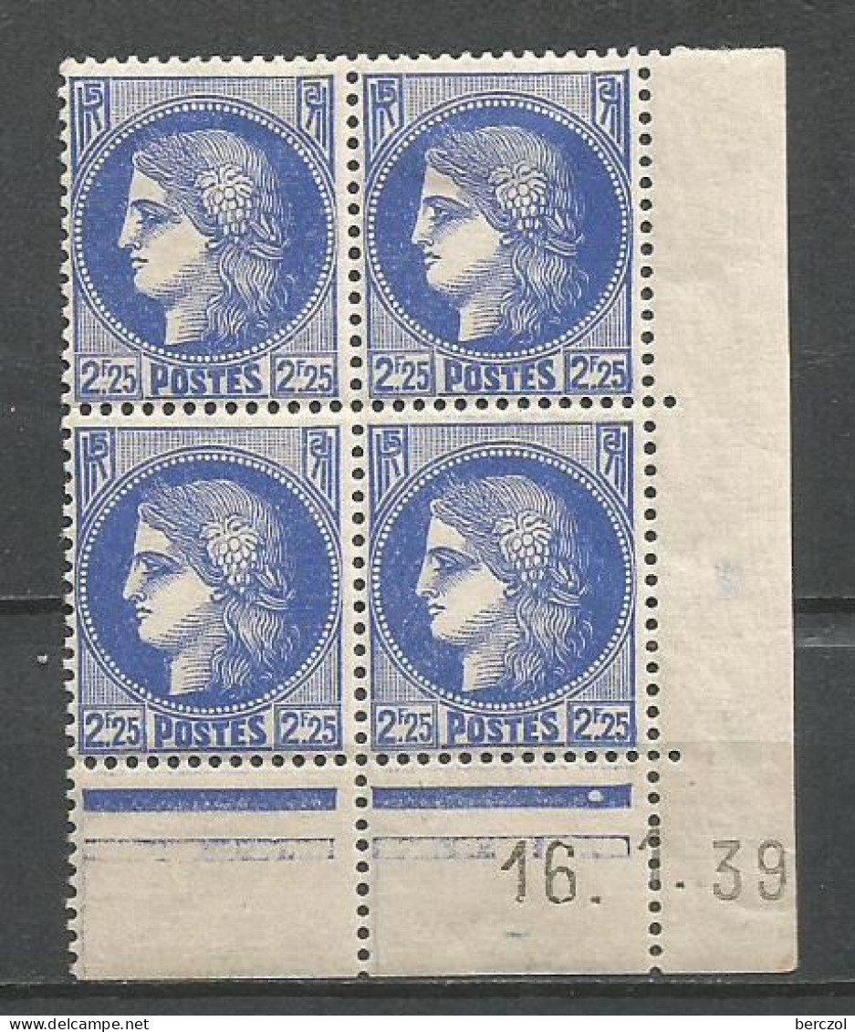 FRANCE ANNEE 1938/1941 N°374 BLOC DE 4EX NEUFS* MNH COIN DATE 16/1/39 TB COTE 70,00 €  - 1930-1939