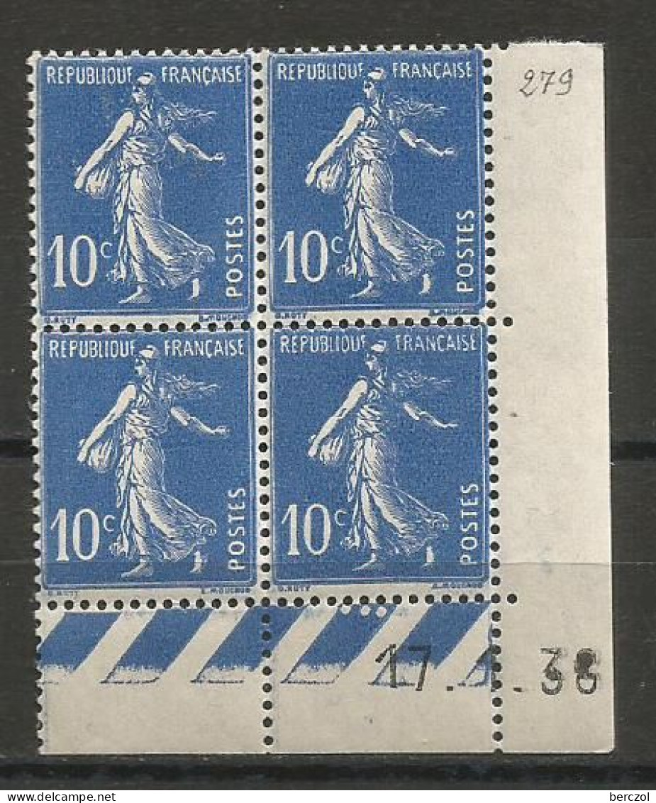 FRANCE ANNEE 1932/1937 N°279 BLOCS DE 4EX NEUFS** MNH COIN DATE 17/1/36 TB COTE 20,00 €  - 1930-1939