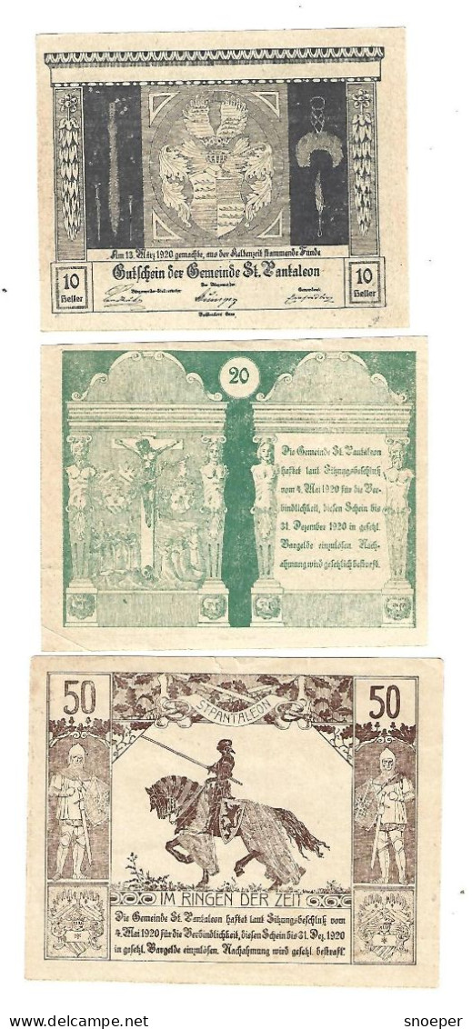 **notgeld   Austria  St Pantaleon Serie Compleet  920a - Austria