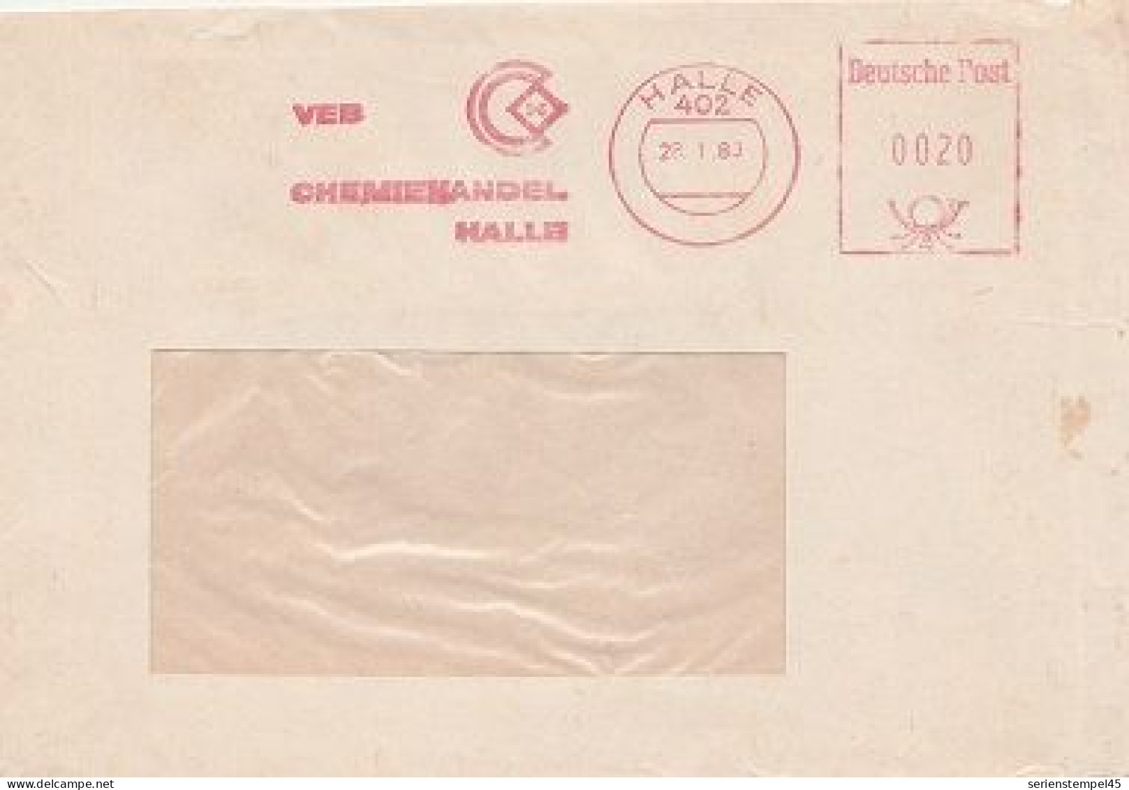 DDR Brief Mit Freistempel Halle 1980 Rot VEB Chemiehandel Halle - Máquinas Franqueo (EMA)