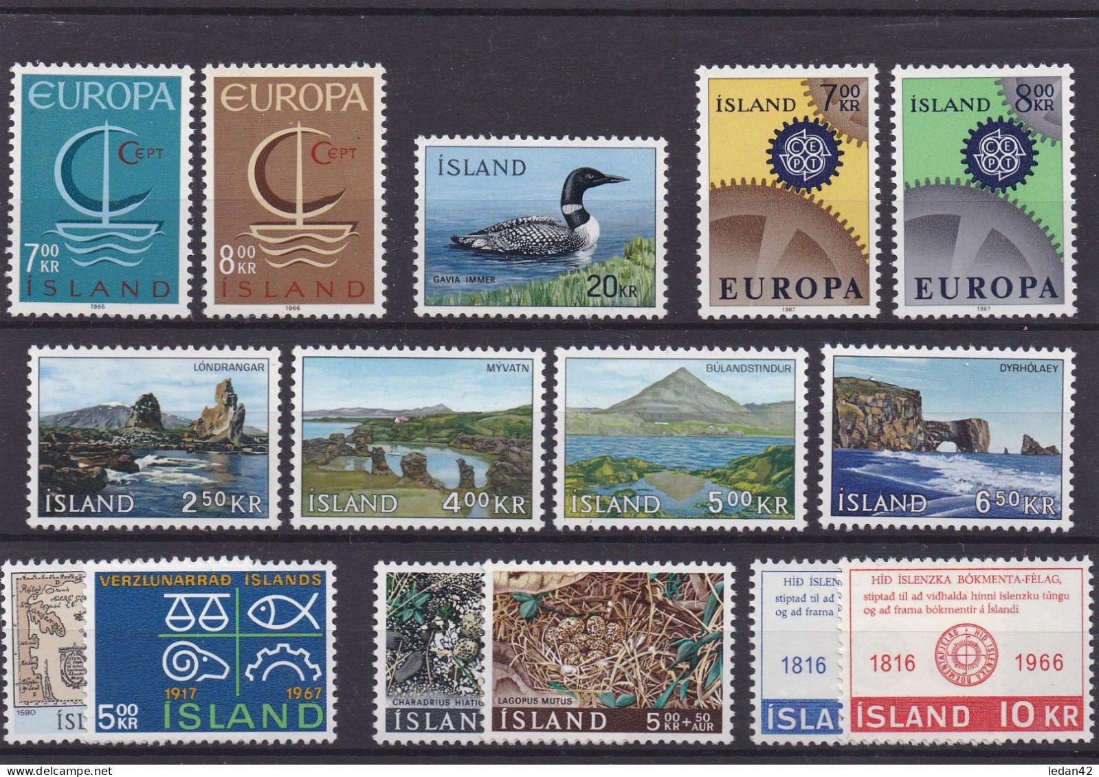 Islande 1966/67, Cat. Yvert N° Années Complètes ** - Ungebraucht