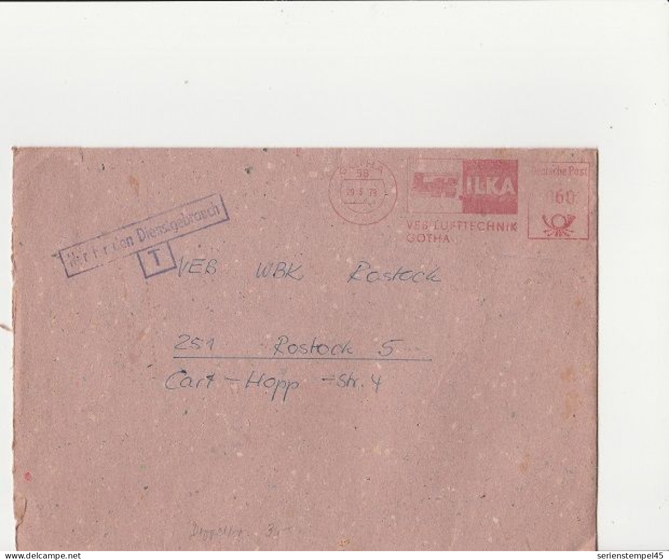 DDR Brief Mit Freistempel Gotha 1979 Rot VEB Lufttechnik Gotha Nur Für Den Dienstgebrauch T - Frankeermachines (EMA)