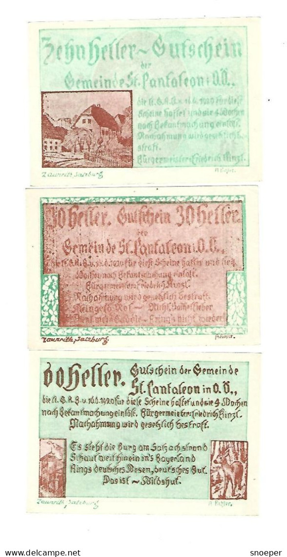 **notgeld   Austria  St Pantaleon Serie Compleet  921 - Oostenrijk