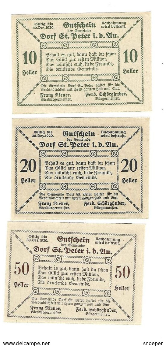 **notgeld   Austria  St Peter In Der Au  Serie Compleet  923a - Oesterreich