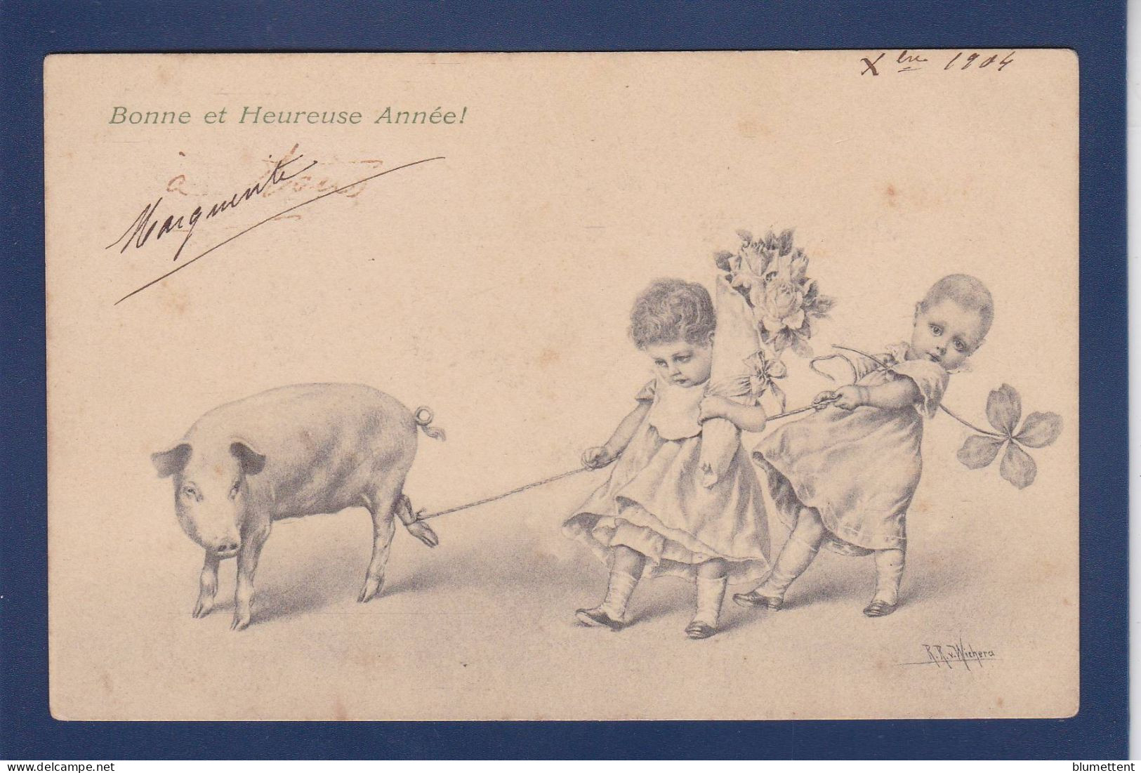 CPA Wichera Cochon Pig Illustrateur Circulée Vienne 123 - Cochons