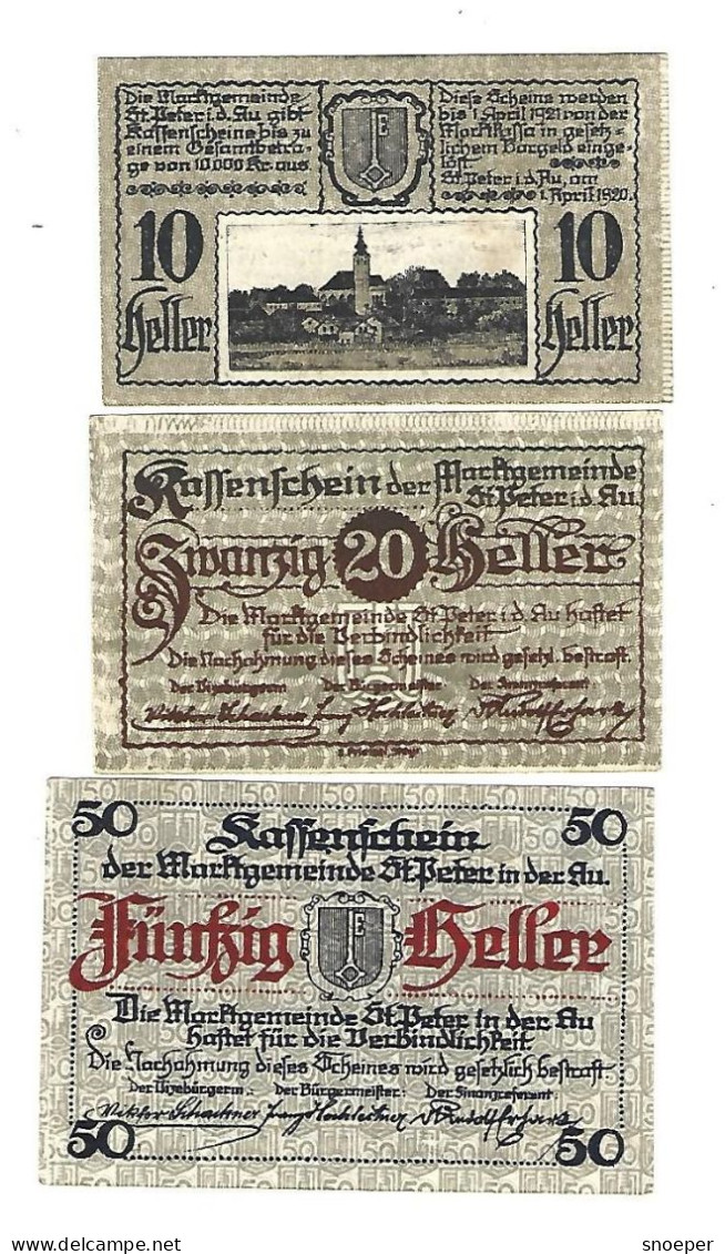 **notgeld   Austria  St Peter In Der Au  Serie Compleet  924a - Austria