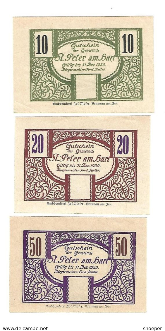 **notgeld   Austria  St Peter  Am Hart  Serie Compleet 925b  Cat Val 3 Euro - Austria