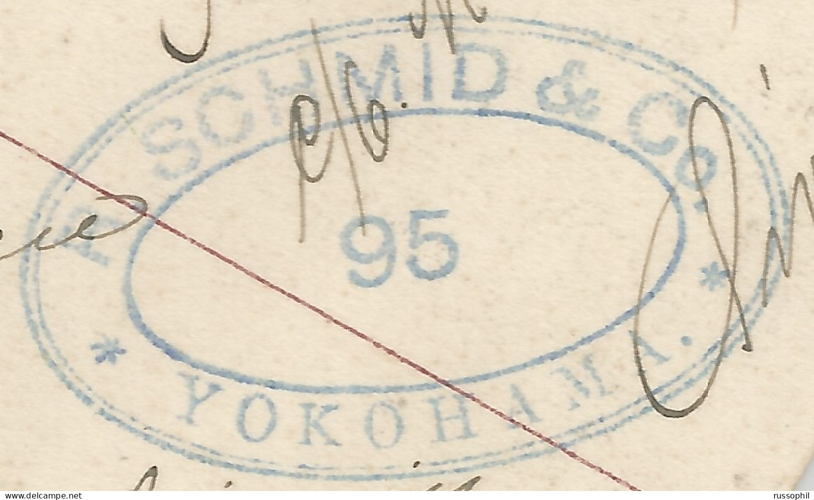 JAPAN - OVERPRINTED COMPANY NAME "SCHMID & CO" ON 4 SEN STAMP FRANKING PC FROM YOKOHAMA TO SWITZERLAND - 1908 - Briefe U. Dokumente