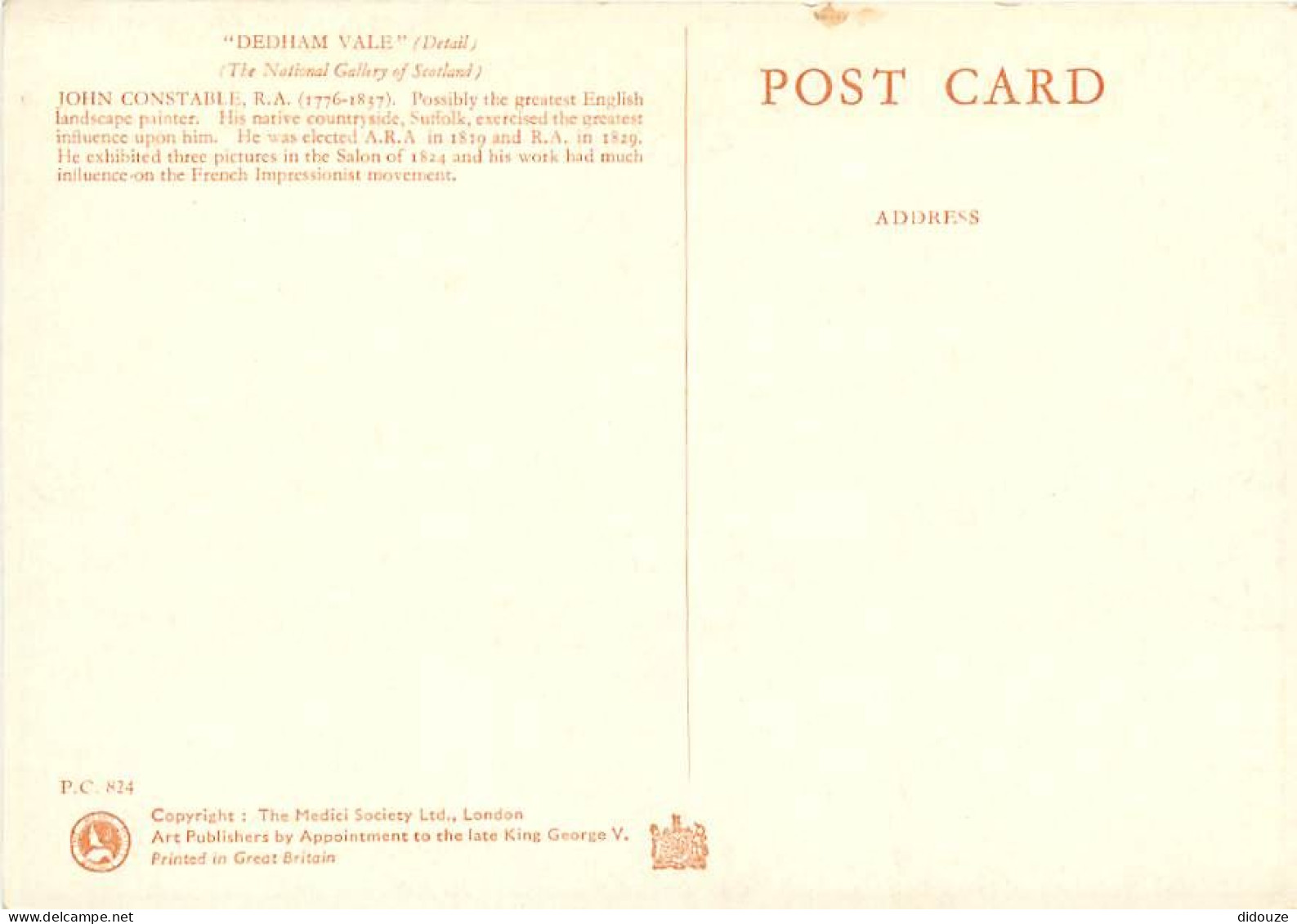 Art - Peinture - John Constable - Dedham Vale - Carte Neuve - CPM - Voir Scans Recto-Verso - Peintures & Tableaux