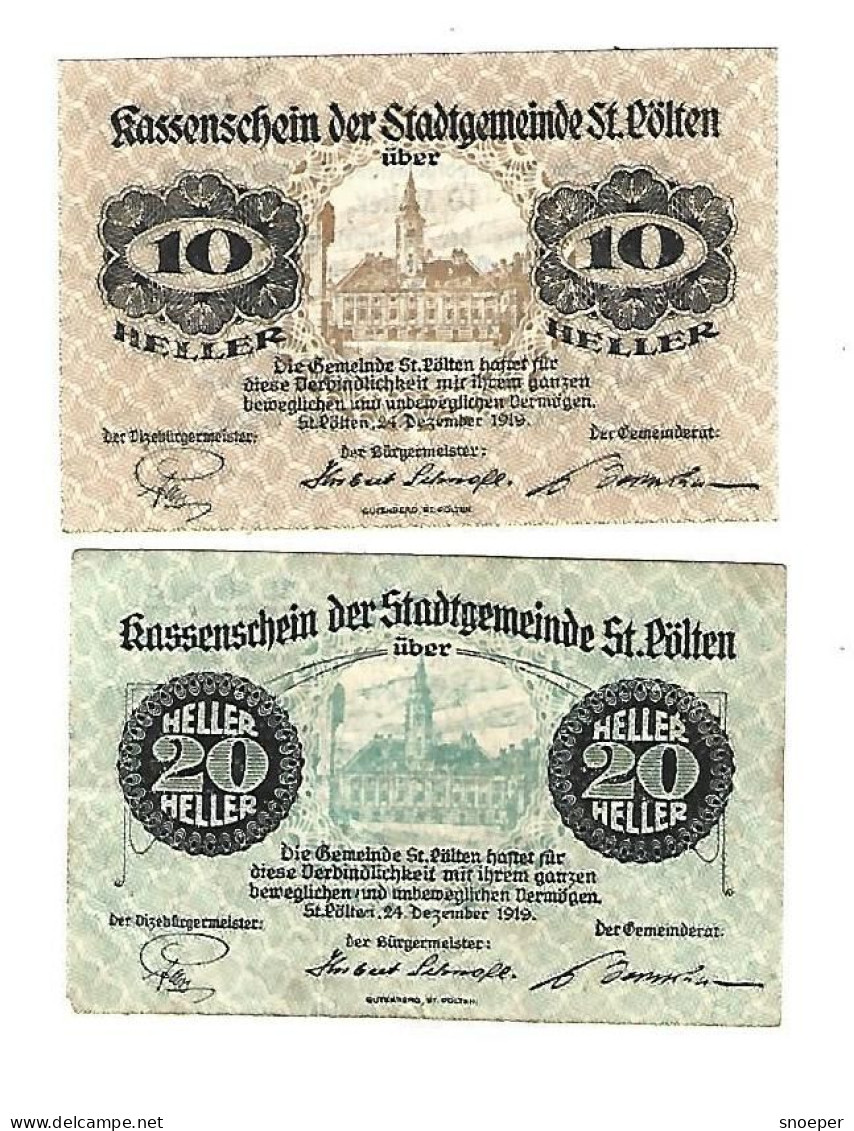 **notgeld   Austria  St  Polten Serie Compleet 927.1  Cat Val 2 Euro - Oesterreich