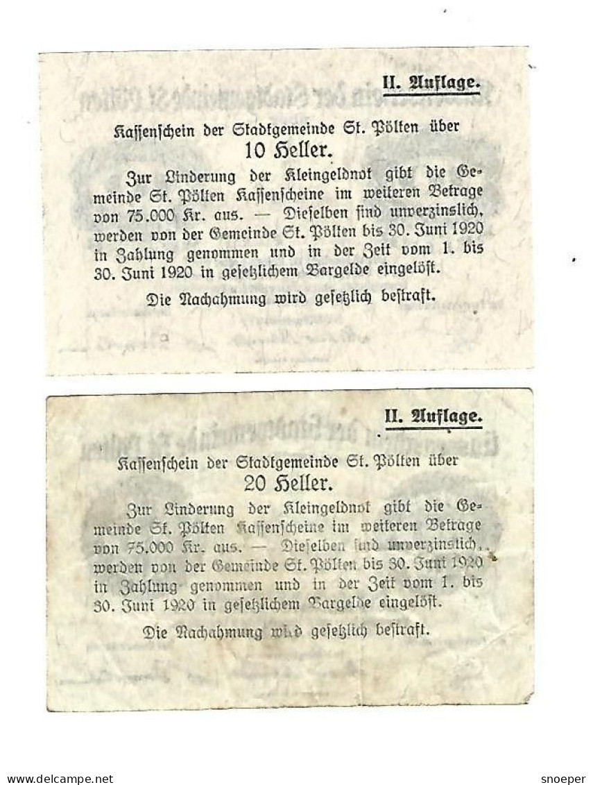 **notgeld   Austria  St  Polten Serie Compleet 927.1  Cat Val 2 Euro - Austria