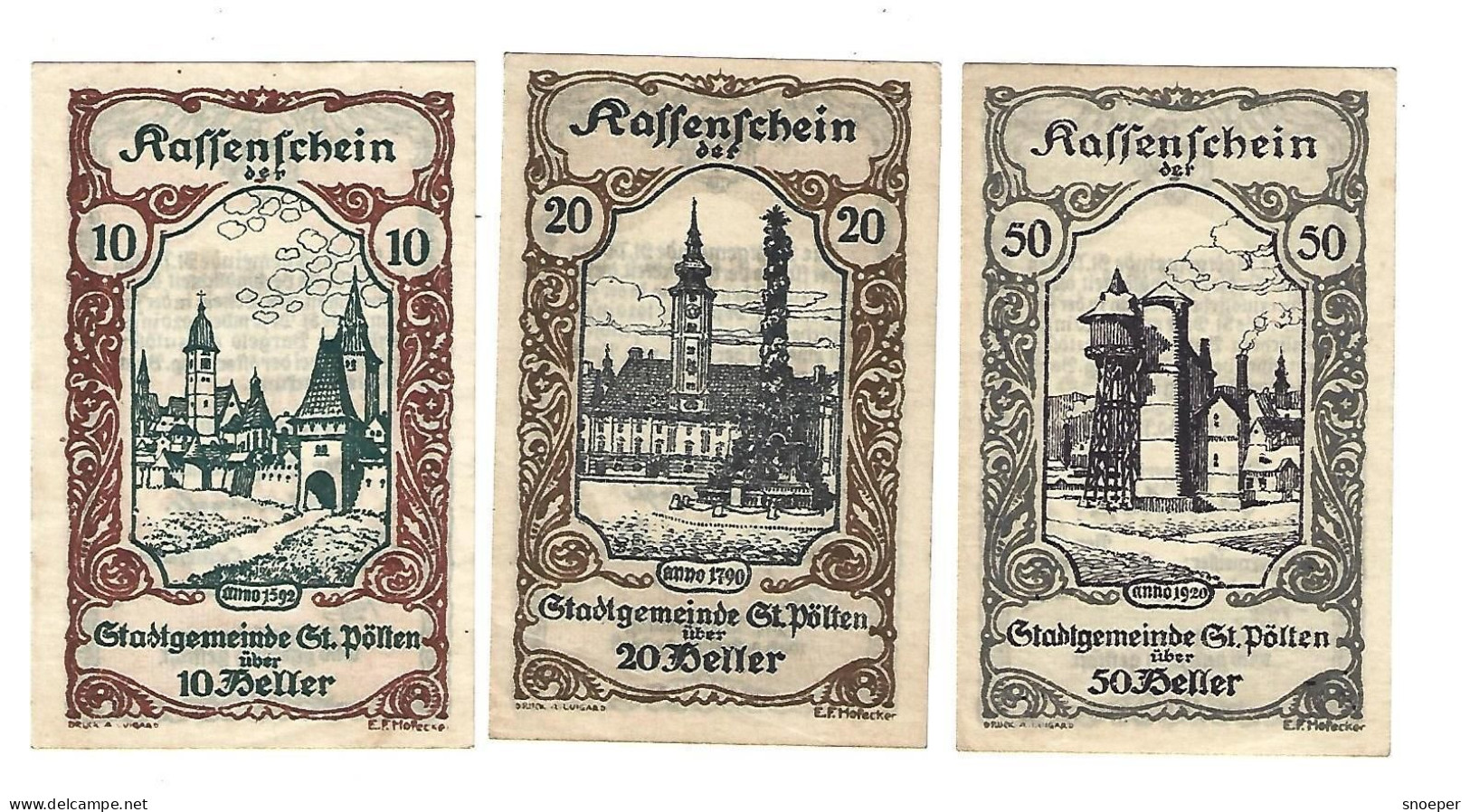 **notgeld   Austria  St  Polten Serie Compleet 927.3 - Oostenrijk