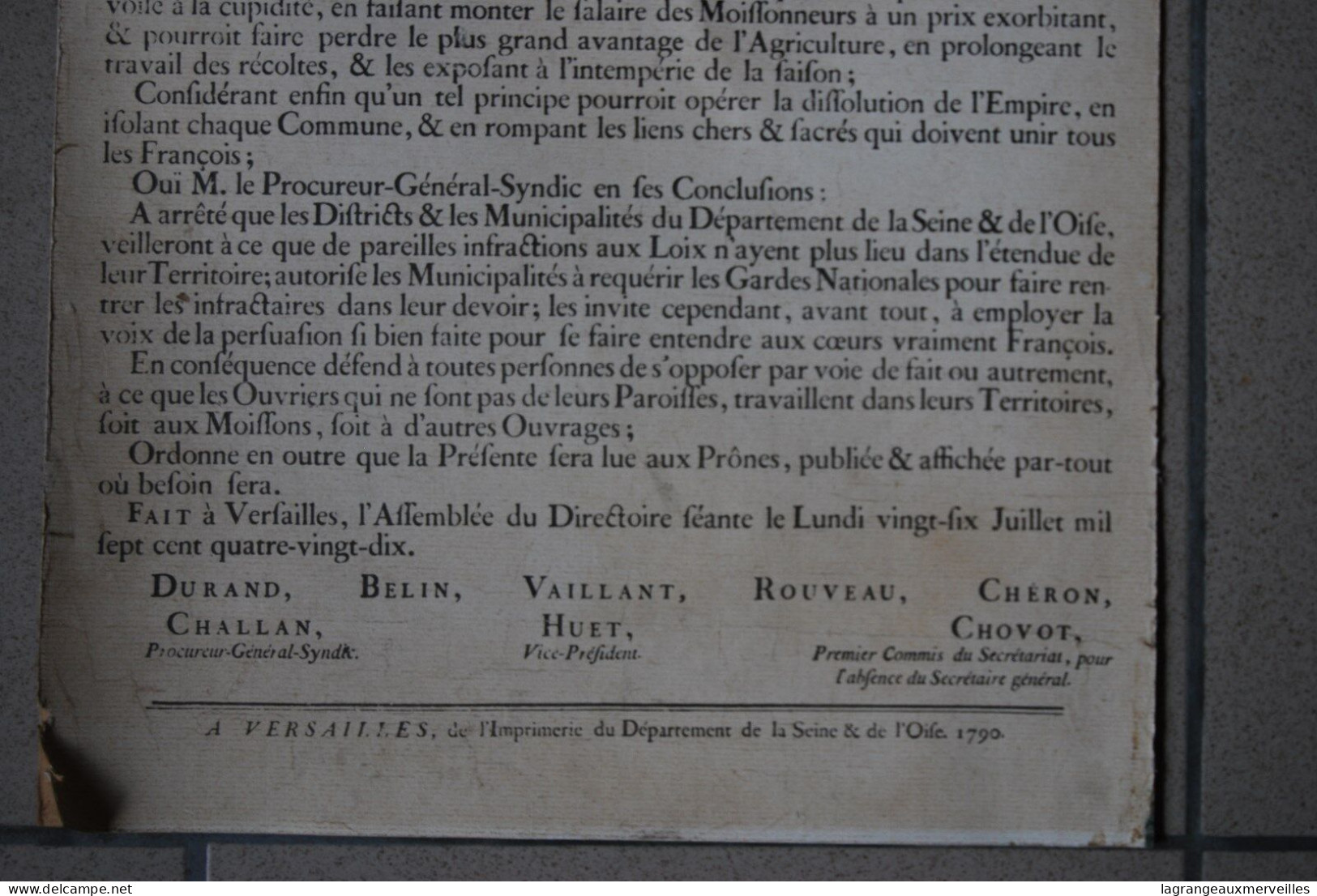 A1 Affiche - Document 1790 - France - Mendicité - Administration - Proclamation - Posters