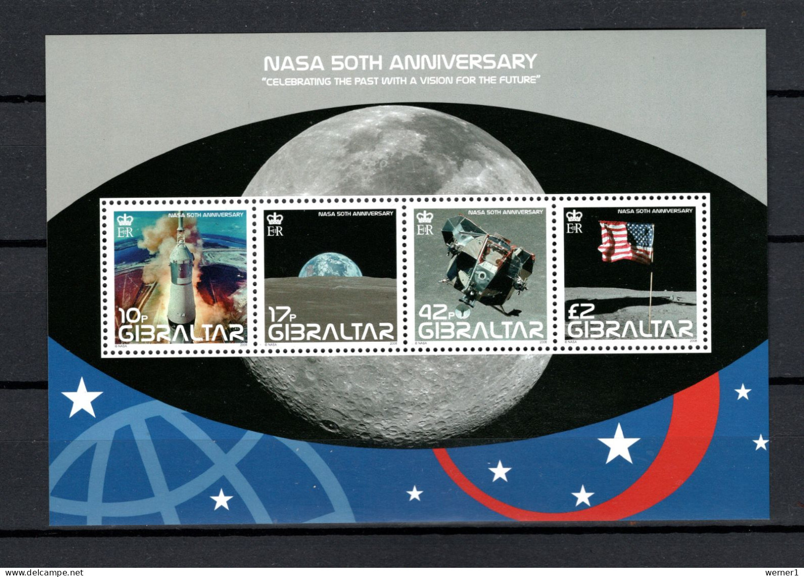 Gibraltar 2008 Space, NASA 50th Anniversary S/s MNH - Europa