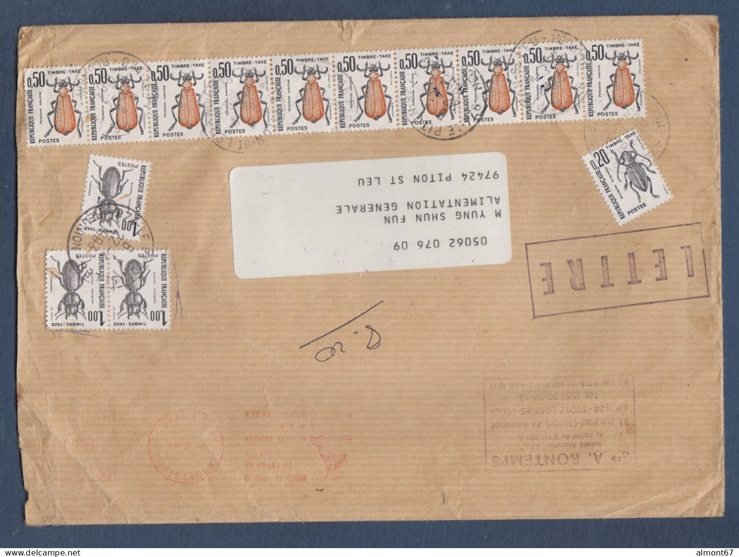 Lot De 7 Enveloppes Taxées - 1960-.... Covers & Documents