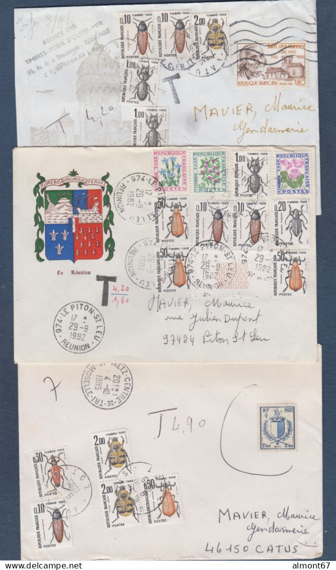 Lot De 7 Enveloppes Taxées - 1960-.... Briefe & Dokumente